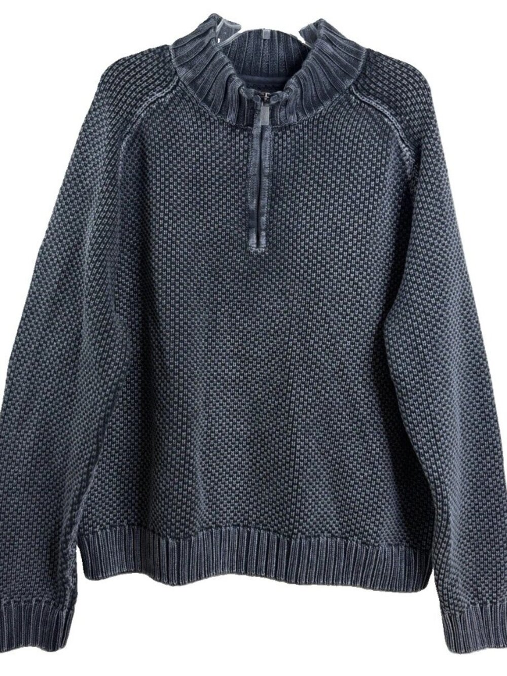 Overland XXL Gray Heavy Chunky Knit 1/4 Zip Quality Sweater Gray 100% Cotton EUC